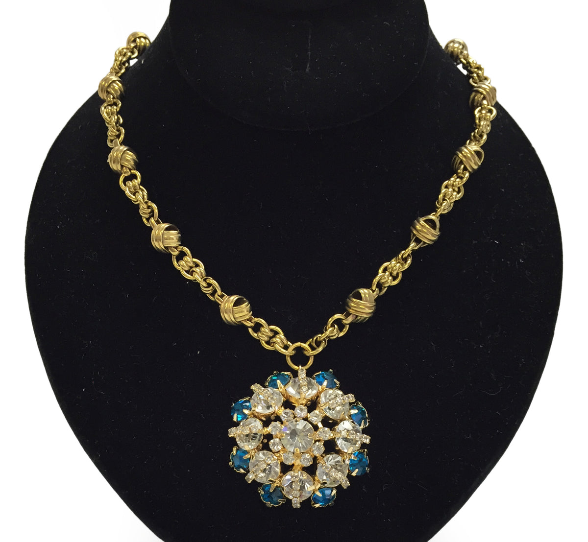 Crystal Vintage Pendant Necklace - Y Blue