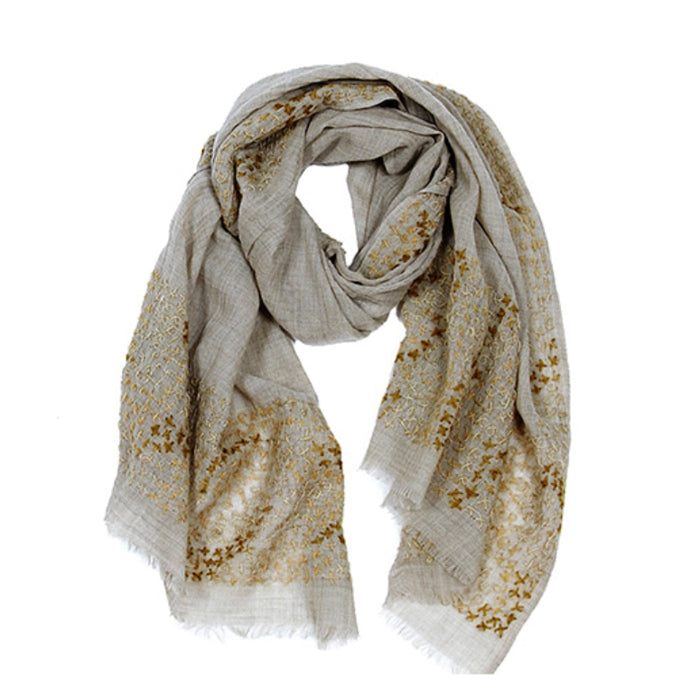 Crisscross Mohair Embroidered Wool Scarf