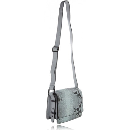 Le Trop Cross Body Shoulder Bag - Duck Egg Blue Embossed Python