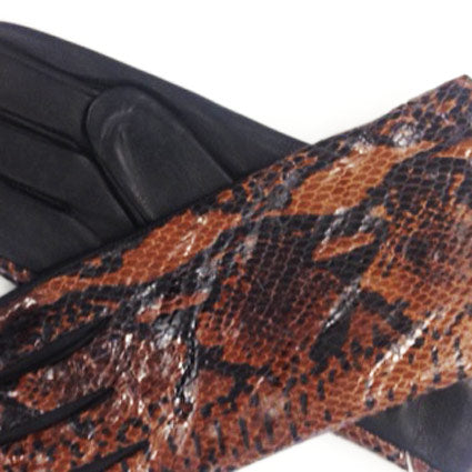 Snake Print Leather Gloves