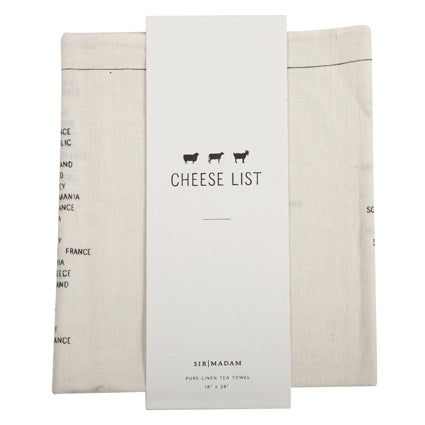 Linen English Tea Towel - Cheese List
