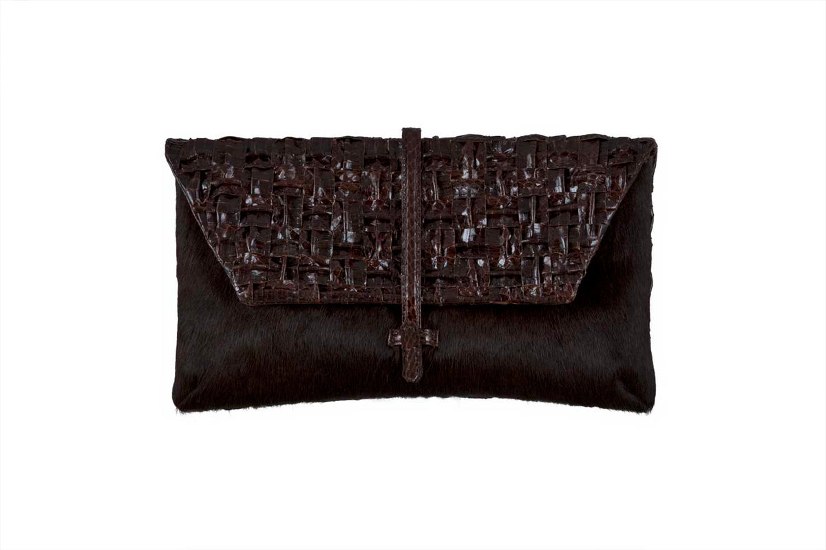 &quot;Chalet&quot; Snake Skin Oversized Clutch