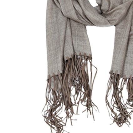 Suede Fringed Wool &amp; Cashmere Scarf