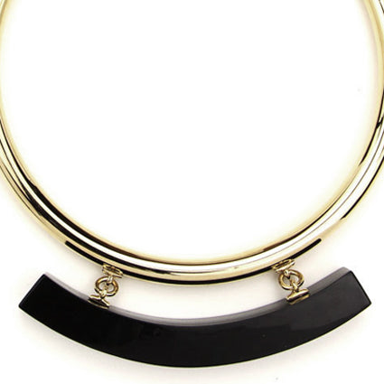 Gold Collar Necklace with Black Resin Bar