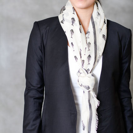 The Finley - Black Fishbones Cashmere Scarf