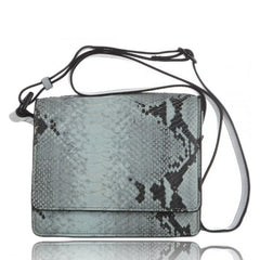 Le Trop Cross Body Shoulder Bag - Duck Egg Blue Embossed Python