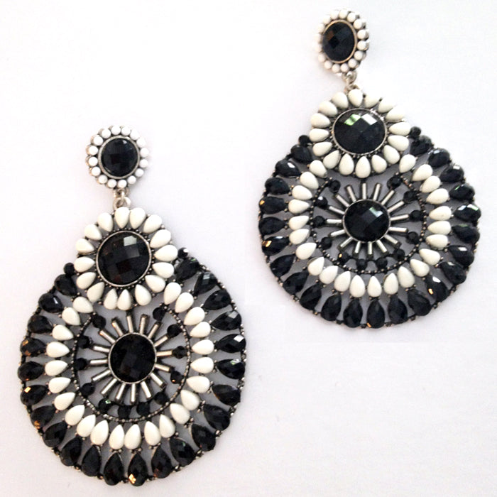 Beaded Senegalese Two Tone Round Earrings