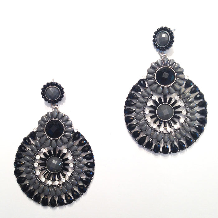 Beaded Senegalese Two Tone Round Earrings