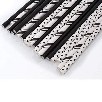 Black &amp; White Printed Straws