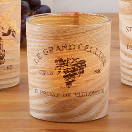 Wood Grain Wine Candle Holder - Set of 3